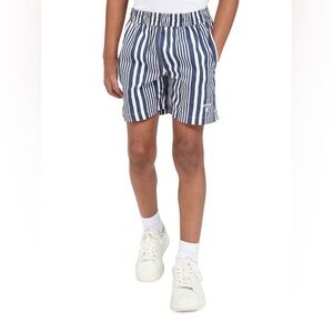 BARBOUR Youth Boy's Deckham Swim Shorts- Size Small 6/7 Navy Blue Stripes